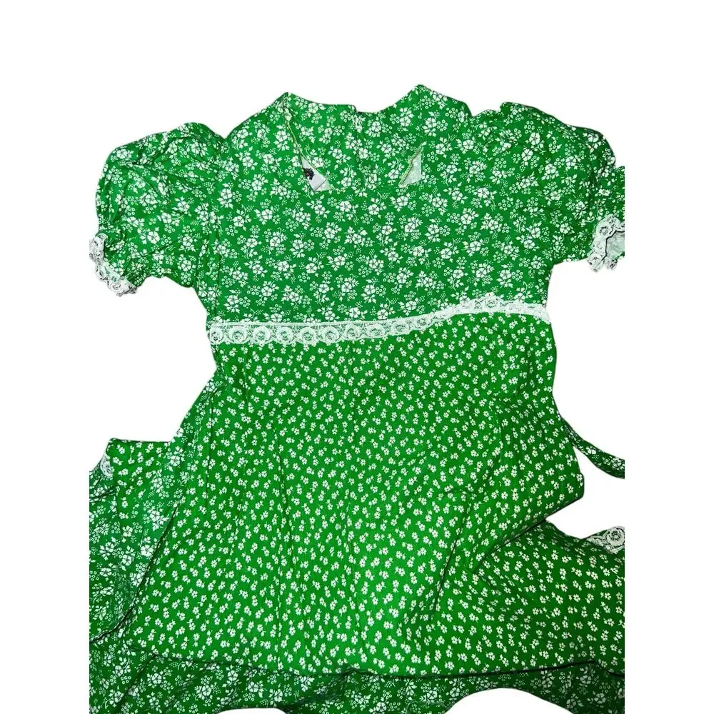 Pal-O-mino vintage 70s girl green lacey prairie cottagecore dress girl 10/11